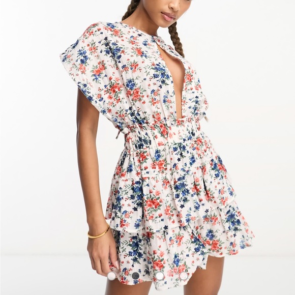 ASOS Design Ra-ra Playsuit in Floral - Picture 2 of 7